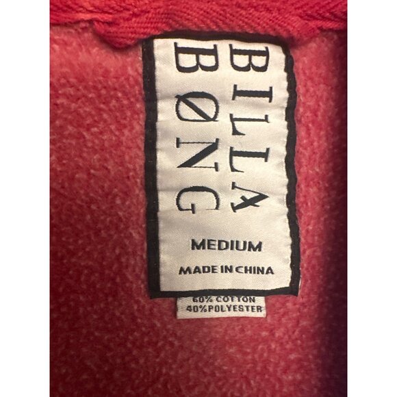Billabong Red Graphic Zip up Hoodie Medium Mens Cotton Blend Surfer Streetwear - Picture 3 of 4